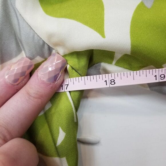 Boden Light Green and Gray Silk Floral V-Neck 3/4 Sleeve Dress - Picture 8 of 10